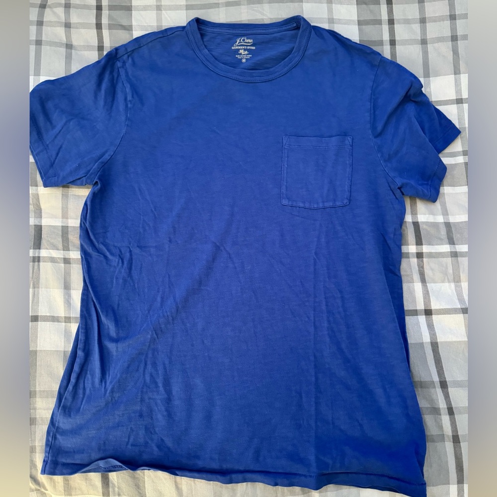 J. Crew garment dyed pocket tee in cobalt blue